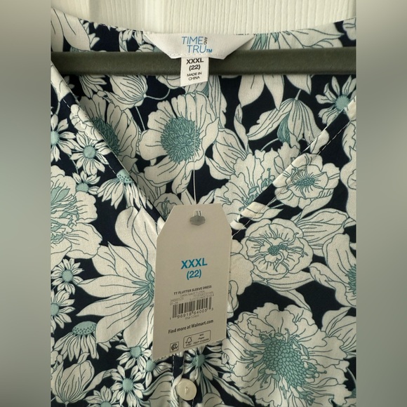 Time and Tru Blue Floral Dress 💙 Size 22/XXXL 🩵 NEW WITH TAGS - Picture 5 of 13